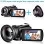 Video Camera 4K Camcorder ZOHULU Vlog Camera for YouTube, HD Digital Camera with 30X Digital Zoom and Night Vision, Video Recorder with Microphone, Wide Lens (32GB SD Card, 2 Batteries Included)