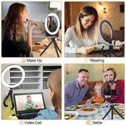 Endurax Selfie Ring Light with Stand for Phone, 10" LED Ringlight for iPhone, Perfect for Makeup/Tiktok/Live Streaming/YouTube Video with 3 Light Modes & 11 Brightness Levels