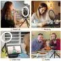 Endurax Selfie Ring Light with Stand for Phone, 10" LED Ringlight for iPhone, Perfect for Makeup/Tiktok/Live Streaming/YouTube Video with 3 Light Modes & 11 Brightness Levels Endurax Selfie Ring Light with Stand for Phone, 10" LED Ringlight for iPhone, Perfect for Makeup/Tiktok/Live Streaming/YouTube Video with 3 Light Modes & 11 Brightness Levels