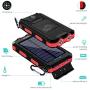 Solar Charger YOESOID 20000mAh Portable Outdoor Waterproof Solar Power Bank, Camping External Backup Battery Pack Dual 5V USB Ports Output, 2 Led Light Flashlight with Compass