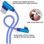 iPhone Lightning Cable 10 FT iPhone Charger 90 Degree Charging Cord 3 Pack Long Nylon Braided USB Charging & Syncing Cable for iPhone 11 Pro Max XS XR X 8 7 Plus 6S 6 iPad(Blue,10ft)