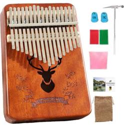 Kalimba Thumb Piano 17 Keys Portable Mbira Mahogany Piano Wood Body -Gifts for Kids and Adults withTuning Hammer and Study Instruction (Solid Mahogany Wood)