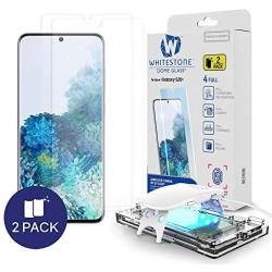 Galaxy S20 Plus Screen Protector [Dome Glass] Full HD Clear 3D Curved Edge Tempered Glass [Better Solution for Ultrasonic Fingerprint] Perfect Fit Installation Tray by Whitestone - Two Pack