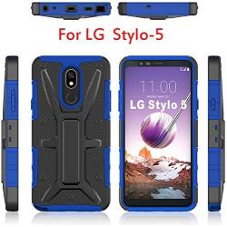 HNHYGETE Designed for LG STYLO 5 Plus(2019) Case,LG Stylo 5 Cell Phone Case,Dual Layer Heavy Duty Non Slip Shockproof Bumper Rugged Protective Cover (Blue)
