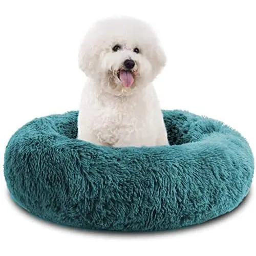 Coolder Soft Plush Round Pet Bed Winter Warm Sleeping Round Fluffy Pet Sofa Comfy Indoor Donut Pet Mat for Dogs Cats