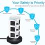 Power Strip Tower GLCON Surge Protector Tower Fast Wireless Charger + 4 USB 5V/5A Ports + 3000W 13A 10 Outlet Plugs + Charging Tower with 6ft Long Extension Cord for Home Office