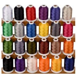 Simthread 24 Spools Trilobal Polyester Embroidery Machine Thread for Brother Janome Pfaff Babylock Singer Husqvaran Bernina etc Machines 1100 Yds Each #3