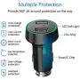 Palumma 24W/4.8A Dual USB Car Charger, 12V to USB Outlet with Cigarette Lighter Voltage Meter LED/LCD Display Battery Low Voltage Warning (Black)