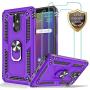 LG Stylo 5 Case, LG Stylo 5 Plus Case, LG Stylo 5V Case with Tempered Glass Screen Protector [2Pack], Jshru Military Grade Protective Phone Case with Ring Car Mount Kickstand for LG Stylo 5X Purple
