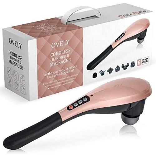 OVELY Handheld Massager - Neck and Back, Shoulder, Leg and Foot Massage Full Cordless Deep Tissue Body Massage for Cellulite, Muscle Pain Relief - Powerful Portable, Rechargeable, Electric Machine