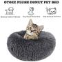 otoez Round Plush Donut Pet Bed Fur Donut Cuddler Warm Soft Dog Cat Cushion Bed Calming Bed Non-Slip Bottom (15"/19"/23/27"/31/39)