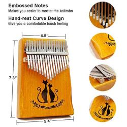 Thumb Piano Kalimba 17 Key with Study Instruction And Tune Hammer Portable Musical Instruments Gifts for Adult Kids And Beginners (Double cat)