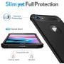 SUPBEC iPhone 7/8 Case with Card Holder and [ Screen Protector Tempered Glass x2Pack] Protective Ultra-Thin-Slim Cover with Silicone TPU Shockproof Rubber Wallet Case for iPhone7 / iPhone8-Black