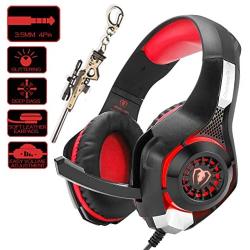 Pro Gaming Headset for PC PS4 Xbox One Surround Sound Over-Ear Headphones with Mic LED Light Bass Surround Soft Memory Earmuffs for Computer Laptop Switch Games Kid’s Boy’s Teen’s Gifts