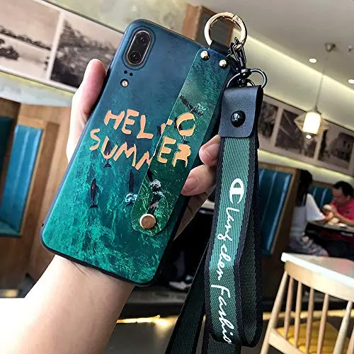 Ins jade wristband Huawei P20 mobile phone shell silicone all-inclusive P20 youth protection P20 pro net red ink green lanyard Ins jade wristband Huawei P20 mobile phone shell silicone all-inclusive P20 youth protection P20 pro net red ink green lanyard