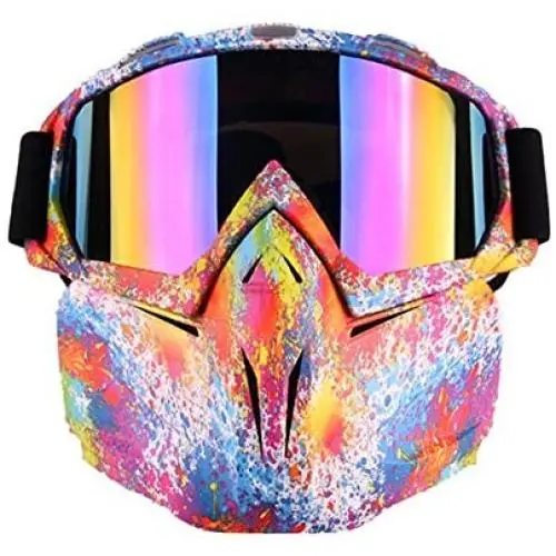 PiscatorZone Motorcycle Goggles Mask CS/Paintball/Skiing/Riding/Cycling/Halloween/Costume Ball-UV Proof Windproof Anti-Fog Protective Detachable Adjustable Tactical Glasses