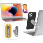 HAII Notebook Screen Side Cell Phone Holder,Laptop Stand Mount Aluminum Shrink Bracket Flexible Expansion Tablet,Foldable for Most Laptops and Smartphone,Silve Gray