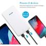 BESTON Portable Charger 10000mAh Power Bank with 2.1A Output Dual USB Port, Fast Recharge External Battery Pack for iPhone iPad Galaxy Android Phone White