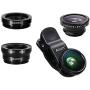 iPhone Lens,by Ailun,3 in 1 Clip On 180 Degree Fish Eye Lens+0.65X Wide Angle+10X Macro Lens,Universal HD Camera Lens Kit for iPhone 7/6s/6s Plus/6/SE/5/5s,Samsung,BlackBerry,Mobile Phone [Black]