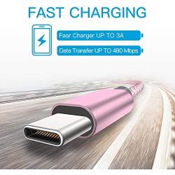 USB C Cable, MARGE PLUS Type C Charging Cable 3 Pack (6Ft) Braided Fast Charging Cord Compatible with Samsung Galaxy A20 A50 A51 A71 A10 A10e S10 S20 Plus Note10, LG Stylo 5 4,and Other USB C Device