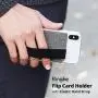 Ringke Flip Card Holder with Elastic Hand Strap Slim Soft Band Grip Fashion Multi-Card Slot 3M Stick-On Wallet Credit Card Cash Mini Pouch Attachment Compatible with Most Smartphones - Gray