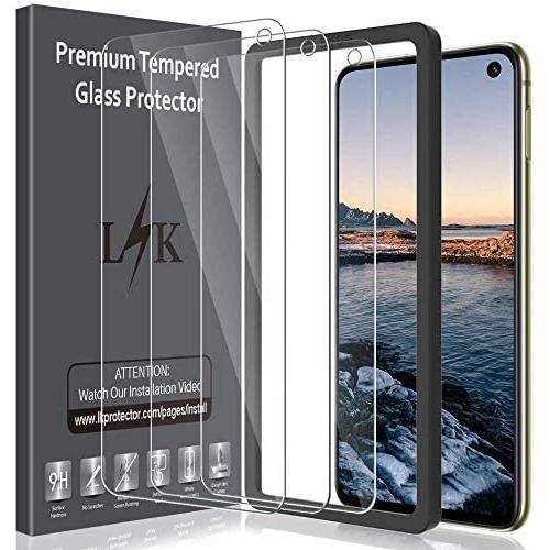 LK [3Pack] Screen Protector for Samsung Galaxy S10e Tempered Glass (New Verison) (Camera Hole Opened) Frame Installation HD Clear, 9H Hardness, Case Friendly