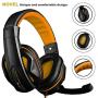 Gaming Headset,DLAND 3.5mm Wired Bass Stereo Noise Isolation Gaming Headphones with Mic for Laptop Computer, Cellphone, PS4 and so on- Volume Control (Black and Orange)