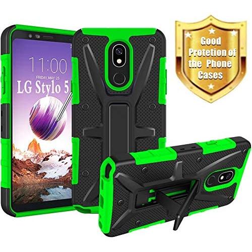 HNHYGETE Designed for LG STYLO 5 Plus(2019) Case,LG Stylo 5 Cell Phone Case,Dual Layer Heavy Duty Non Slip Shockproof Bumper Rugged Protective Cover (Green)