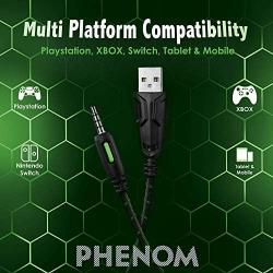 Evo Core Phenom PRO Gaming Headset with Boom Mic XL Ear Pads LED Glow 50mm Drivers, Compatible with PS4, Xbox One Consoles and Mobile Phone Gaming (Green)