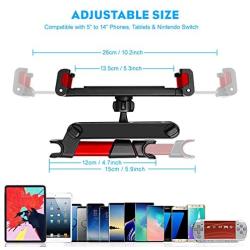 Tablet Holder for Car Mount, DM Car Headrest Holder for Tablet Headrest Car Tablet Holder Compatible with iPad/Samsung Galaxy Tabs/Amazon Kindle Fire HD/Microsoft Surface/4.7-12.9" Cell Phones (Red)