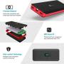 EC Technology Portable Charger 22400mAh Power Bank Ultra High Capacity 3 USB Output External Battery Pack with Auto IC and LED Flashlight for Smartphone, Black & Red