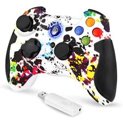 EasySMX 2.4G Wireless Controller for PS3, PC Gamepads with Vibration Fire Button Range up to 10m Support Windows PC, PS3, Android, Vista, TV Box Portable Gaming Joystick Handle (White)