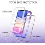 LONTECT for iPhone 11 Case Built-in Screen Protector Glitter Gradient Clear Sparkly Bling Rugged Shockproof Hybrid Full Body Protective Case Cover for Apple iPhone 11 6.1 2019, Purple Blue