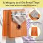 Kalimba 17 Keys Thumb Piano with Study Instruction and Tune Hammer, Finger Piano Christmas Gift for Music Fans Kids Adults