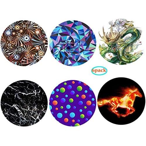 Swappable Metal Covers for Collapsible Phone Grip & Stand Replacement Top Covers for Get a Different Design On Your Phone Grip Can Work with Magnetic Mount Car Phone Holder (6pack-2)