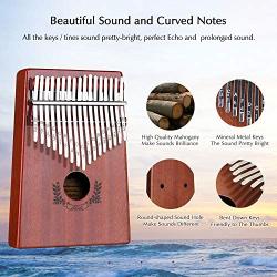 Abida Kalimba 17 Keys Thumb Piano EVA Waterproof Case Study Instruction Tuning Hammer, Solid Finger Piano Mahogany Body Portable Musical Instrument Gifts for Kids and Adult Beginners