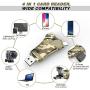 Trail Camera Viewer SD Card Reader - 4 in 1 SD and Micro SD Memory Card Reader to View Hunting Game Camera Photos or Videos on Smartphone, Camouflage