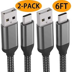 USB C Cables,6FT 2PACK,Fast Charging,Nylon,Charger Cord for LG Stylo 5 4,G8X G8 G7 G6 V50 V40 ThinQ,Moto Z4 Z3 G7,Samsung Galaxy S10e S10 S9 Plus,Note 10 9,A10e A20e A20 A30 A40 A50 A70 A80,ZTE Blade