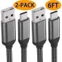 USB C Cables,6FT 2PACK,Fast Charging,Nylon,Charger Cord for LG Stylo 5 4,G8X G8 G7 G6 V50 V40 ThinQ,Moto Z4 Z3 G7,Samsung Galaxy S10e S10 S9 Plus,Note 10 9,A10e A20e A20 A30 A40 A50 A70 A80,ZTE Blade