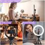 EICAUS 10 Ring Light with Stand and Phone Holder, Cell Phone Tripod with Ringlight for Live Streaming/Makeup/Photography, Compatible with Phones and Cameras(Black)