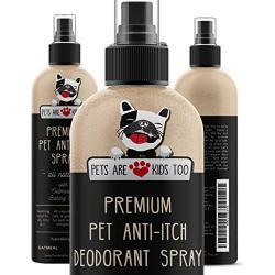 Premium Pet Anti Itch Spray & Scent Freshener! Natural ingredients & Hypoallergenic! Soothes Dogs & Cats Hot Spots, Itchy, Dry, Irritated Skin! Reduces Odor, Allergy Relief! Smells Amazing! (1 bottle)