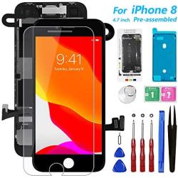 for iPhone 8 Screen Replacement [Black], Mobkitfp 4.7" Full Assembly LCD Display Digitizer with Front Camera+Ear Speaker+Sensors+Waterproof Seal+Repair Tools+Screen Protector for A1863, A1905,A1906