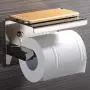 Toilet Paper Holder - Toilet Paper Roll Holder with Shelf, Adhesive No Drilling or Wall Mounted with Screws for Bathroom, It Holds Mega Roll- Stainless Steel Polished Chrome Toilet Paper Holder - Toilet Paper Roll Holder with Shelf, Adhesive No Drilling or Wall Mounted with Screws for Bathroom, It Holds Mega Roll- Stainless Steel Polished Chrome