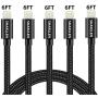 iPhone Cable Lightning Charger Cable 5 Pack 6FT SHARLLEN Nylon Braided iPhone Charging Cord Fast iPhone Data Wire USB iPhone Charging Cable Compatible iPhone 11/XS/MAX/XR/X/8/7/6/iPad/iPod/IOS Black