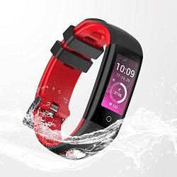 Geber Fitness Tracker HD Screen Activity Record Pedometer Calorie Counter Heart Rate Blood Pressure Sleep Monitor Color Band Smart Bracelet Android iOS Bluetooth Watch for Women Men (red)