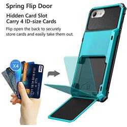 Vofolen Case for iPhone 6s 6 7 8 Case Wallet Credit Card Holder ID Slot Pocket Scratch Resistant Dual Layer Protective Bumper Rugged TPU Rubber Armor Hard Shell Cover for iPhone 6 6s 7 8 Light Blue