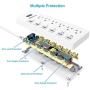 HITRENDS Surge Protector Power Strip 6 Outlets with 6 USB Charging Ports, USB Extension Cord, 1625W/13A Multiplug for Multiple Devices Smartphone Tablet Laptop Computer (6ft, white)