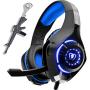 Gaming Headset for New Xbox One PS4 PC Laptop Tablet with Mic, Over Ear Headphones, Noise Canceling, Stereo Bass Surround for Kids Mac Smartphones Cellphone … (Blue)