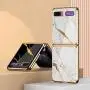 Phone Case Ultra-Thin Back Cover Tempered Glass Shell Electroplated PC Protector Fit for Samsung Galaxy Z Flip Phone Accessories (Gold Thread White) Phone Case Ultra-Thin Back Cover Tempered Glass Shell Electroplated PC Protector Fit for Samsung Galaxy Z Flip Phone Accessories (Gold Thread White)