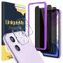 [4 Pack] UniqueMe 2 Pack Privacy Screen Protector for iPhone 11 6.1" and 2 Pack Camera Lens Protector for iPhone 11 Termperd Glass , [Easy Installation Frame] Anti Spy HD Clear [Anti-Scratch] [Bubble Free]